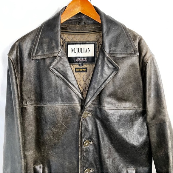 Wilsons Leather M Julian Vintage Men XL Leather Jacket Brown Quilted Lining Vest - Picture 2 of 16